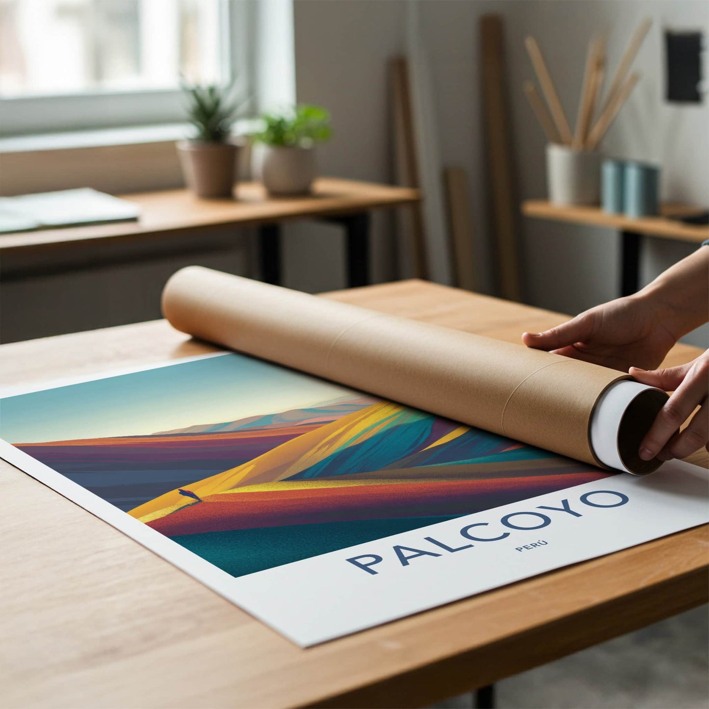 Palcoyo Poster - Peru Travel Art - Colorful Mountain Peaks Home Decor