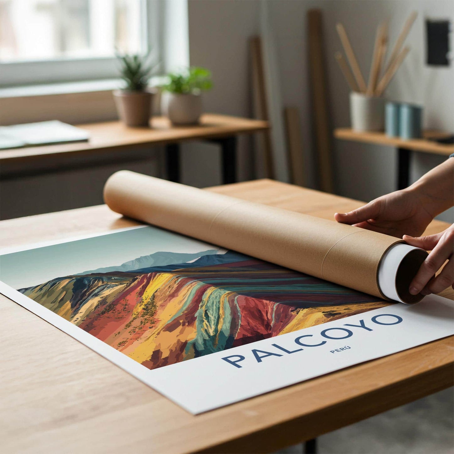 Palcoyo Poster - Peru Travel Print - Vibrant Mountain Layers Lounge Decor