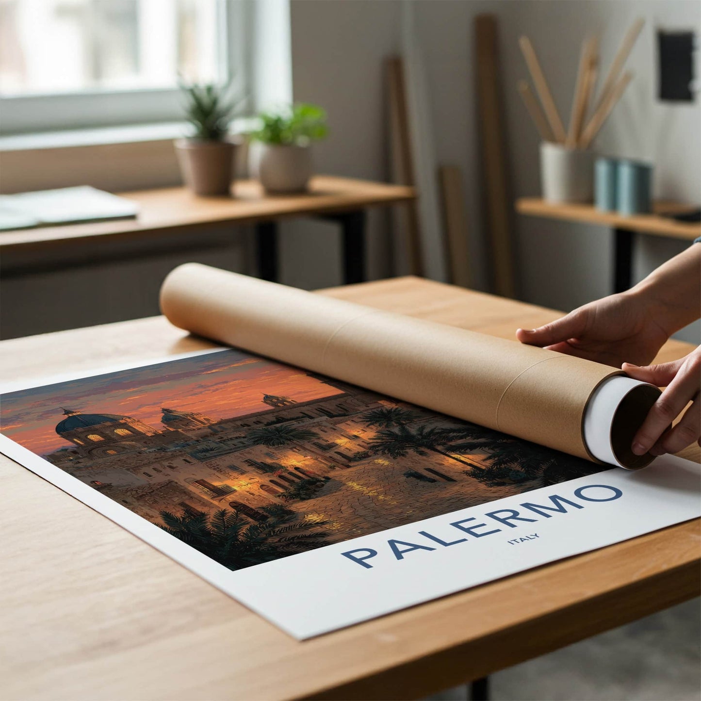 Palermo Poster - Italy Travel Art - Historic City Sunset Home Decor