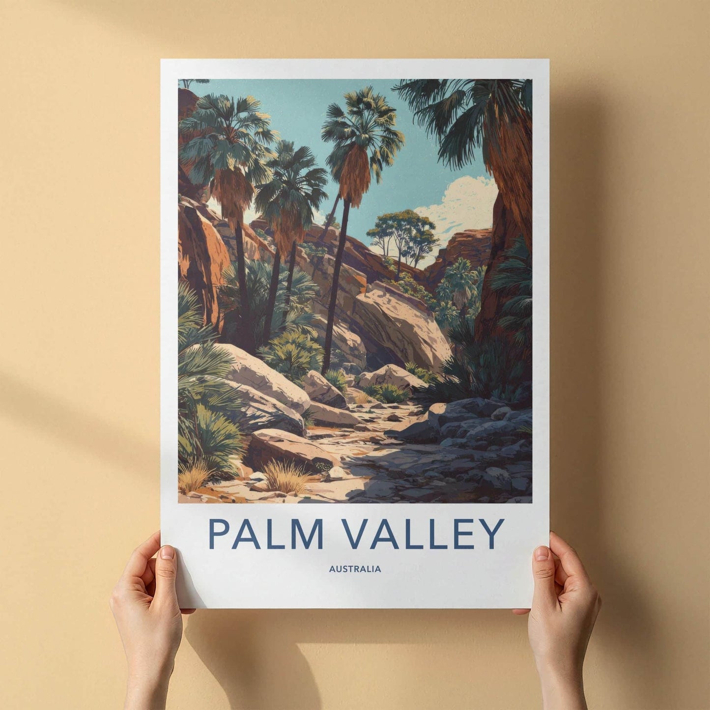 Palm Valley Poster - Australia Travel Art - Arid Palm Canyon Wall Decor