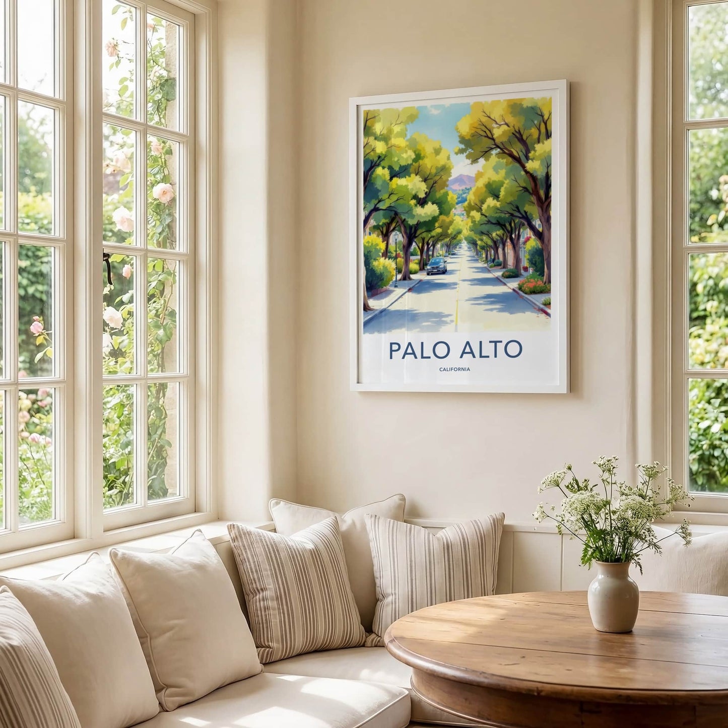 Palo Alto Poster - California Travel Art - Tree Lined Street Home Decor