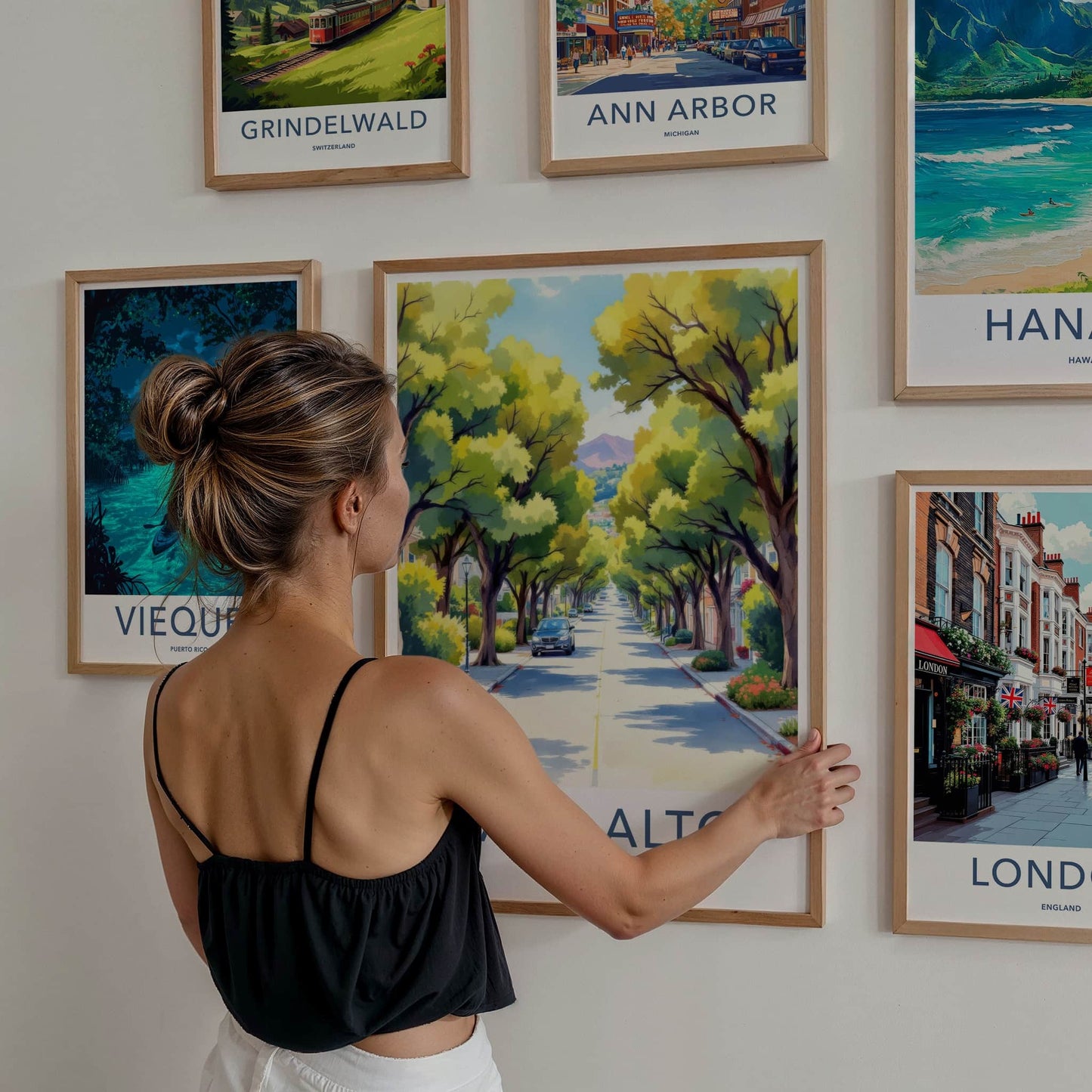 Palo Alto Poster - California Travel Art - Tree Lined Street Home Decor