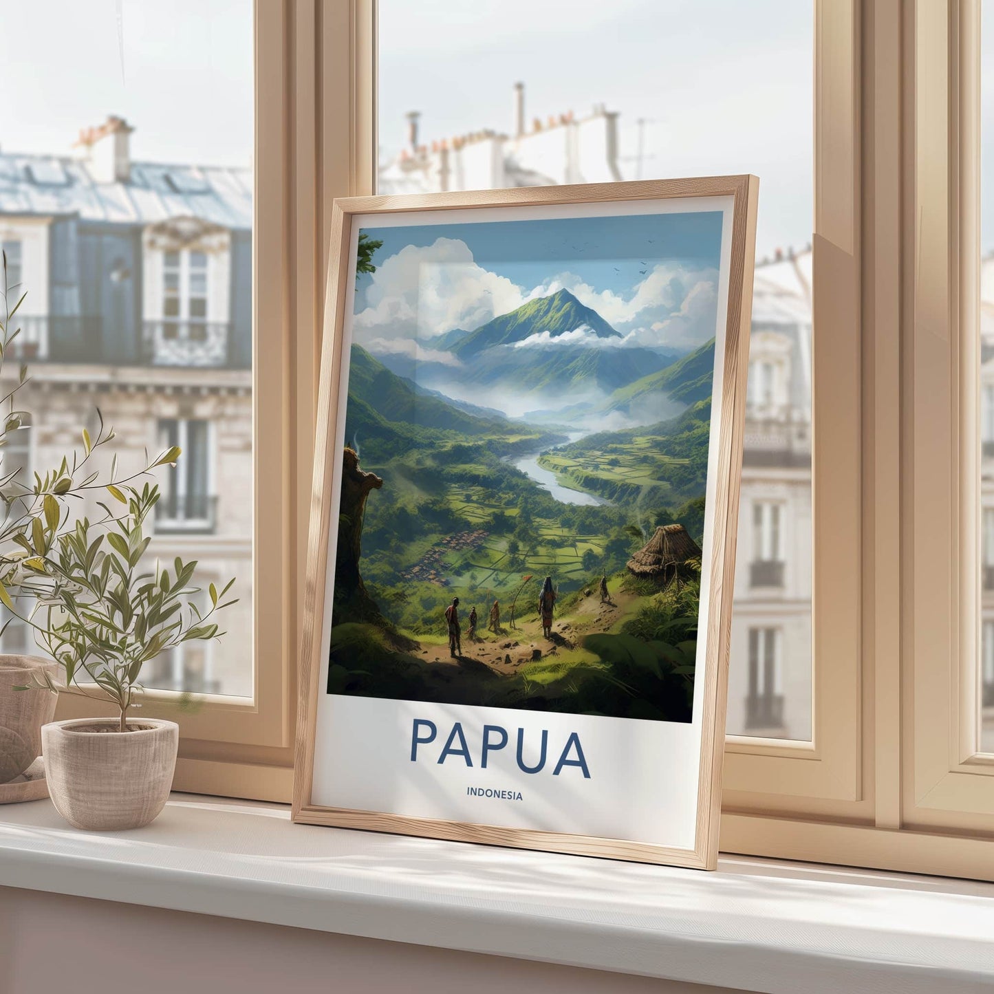 Papua Poster - Indonesia Travel Art - Lush Valley Village Home Decor