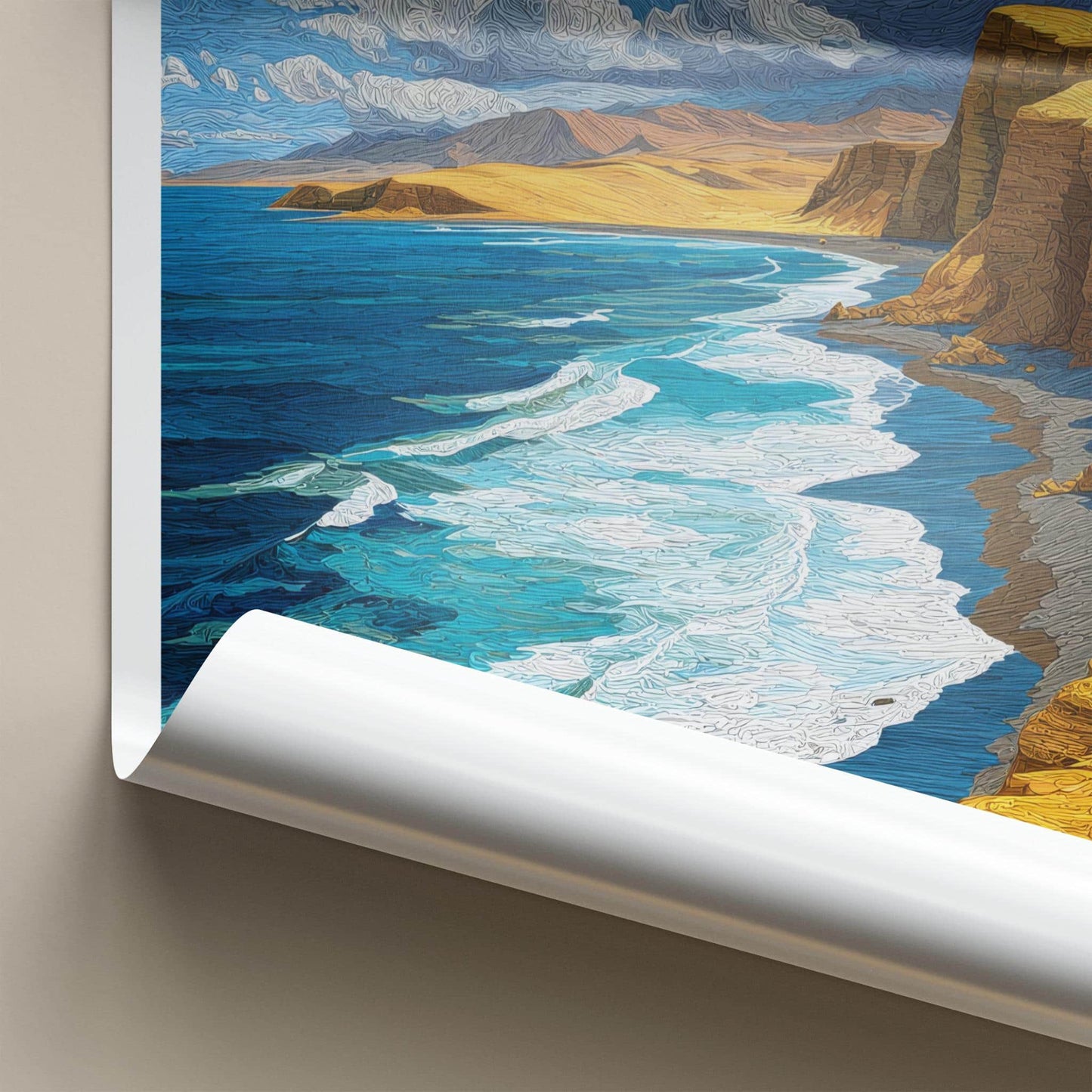 Paracas Poster - Peru Framed Print - Ocean Waves Cliffs Gallery Art