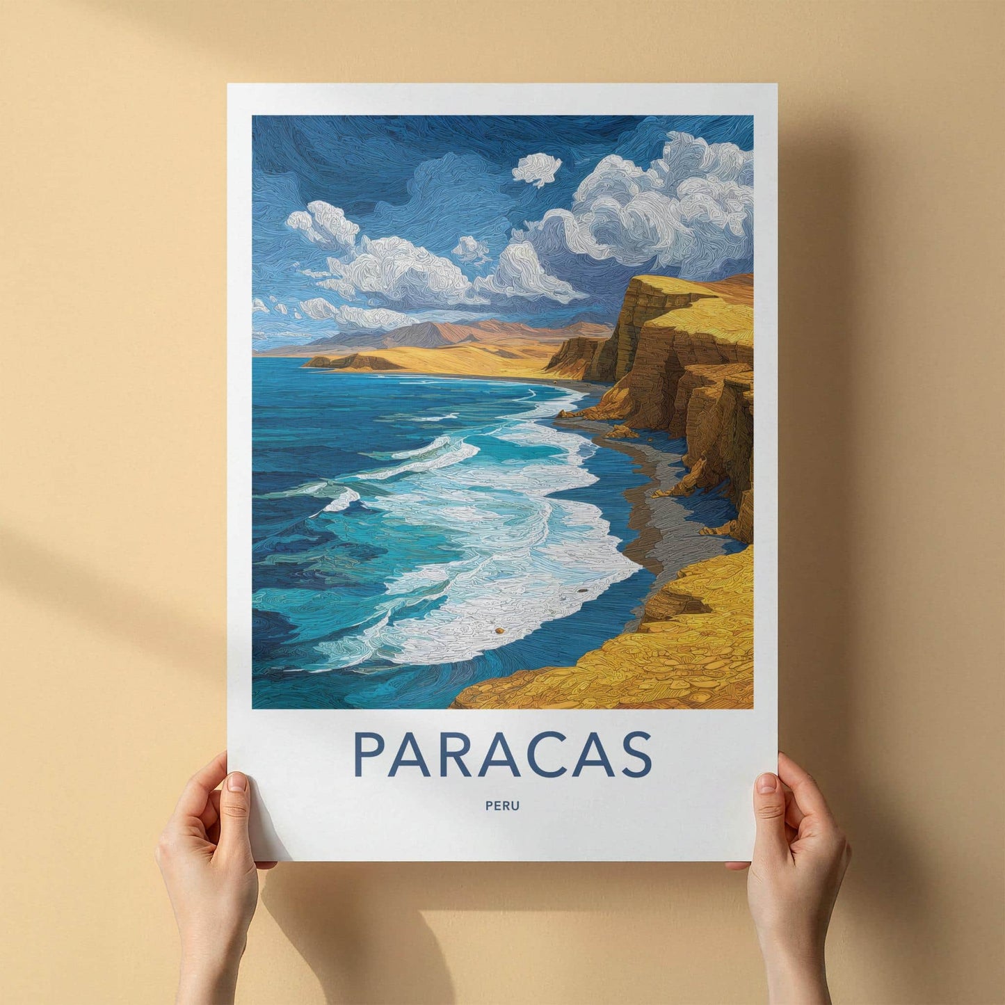 Paracas Poster - Peru Framed Print - Ocean Waves Cliffs Gallery Art
