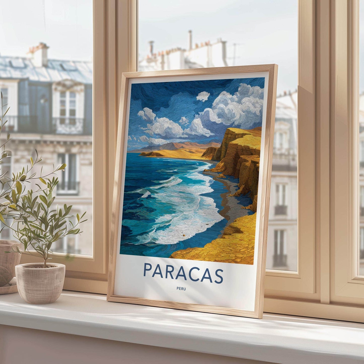 Paracas Poster - Peru Framed Print - Ocean Waves Cliffs Gallery Art