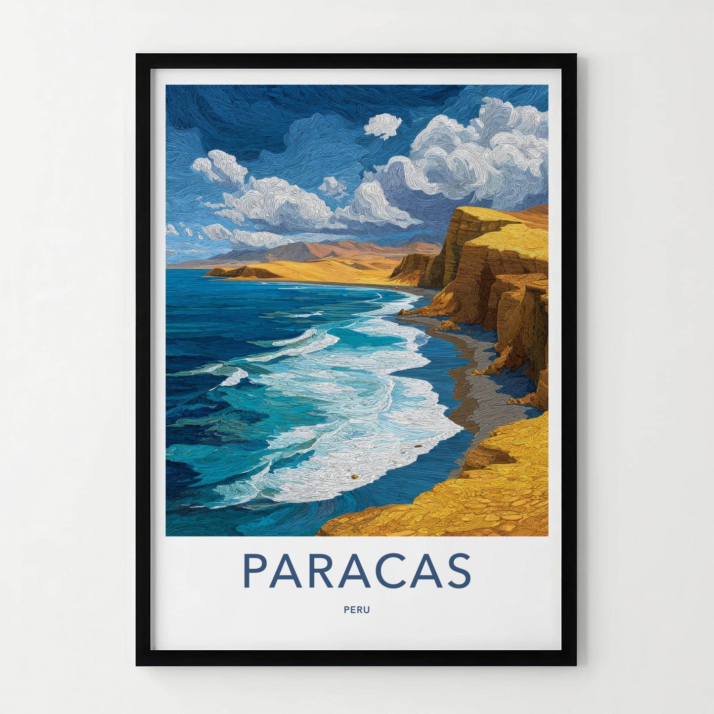 Paracas Poster - Peru Framed Print - Ocean Waves Cliffs Gallery Art