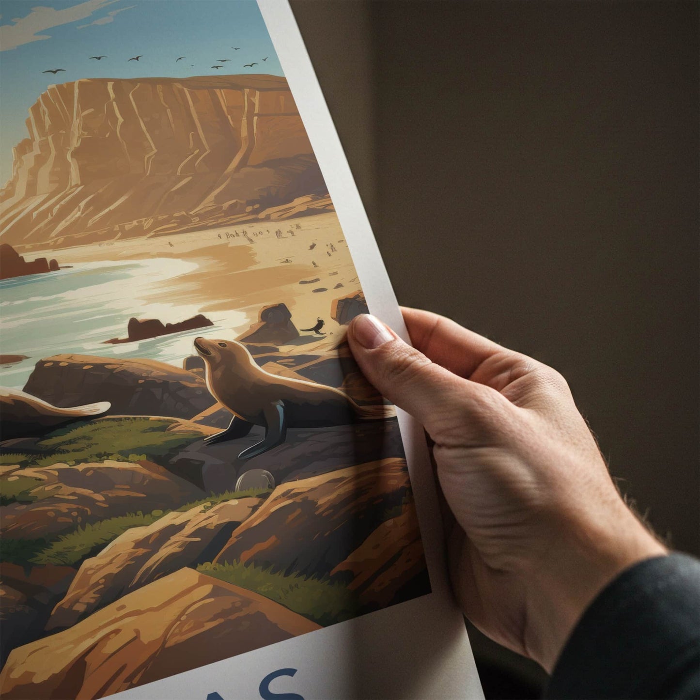 Paracas Poster - Peru Travel Art - Coastal Cliffs Seals Home Decor