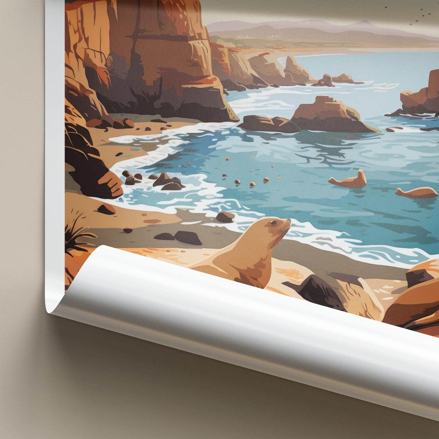 Paracas Poster - Peru Travel Art - Ocean Cliffs Wildlife Wall Decor