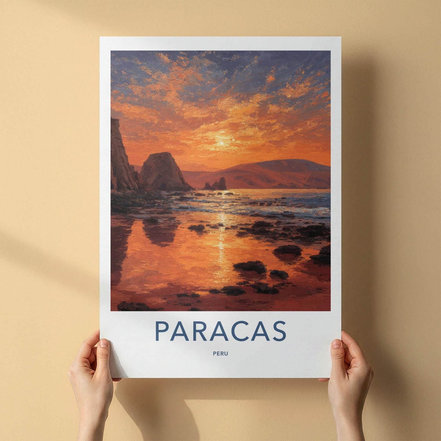 Paracas Poster - Peru Travel Art - Vibrant Sunset Coast Home Decor