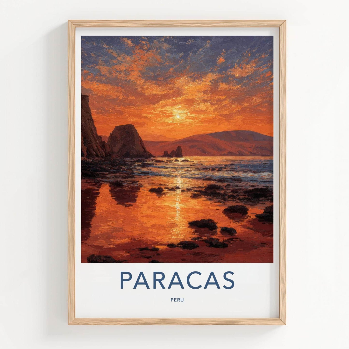 Paracas Poster - Peru Travel Art - Vibrant Sunset Coast Home Decor