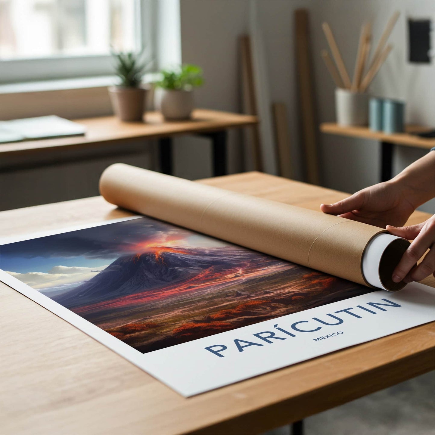 Paricutin Poster - Mexico Travel Art - Erupting Volcano Lava Home Decor