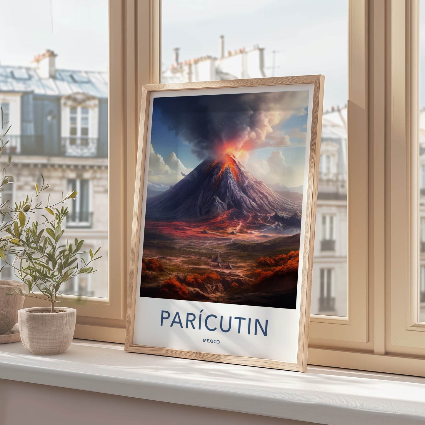 Paricutin Poster - Mexico Travel Art - Erupting Volcano Lava Home Decor