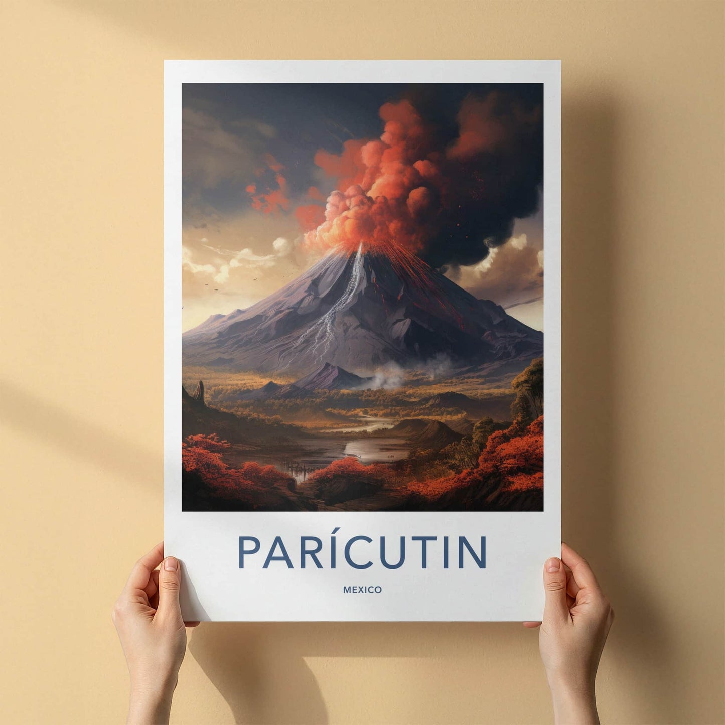 Paricutin Poster - Mexico Travel Art - Fiery Volcanic Eruption Home Decor