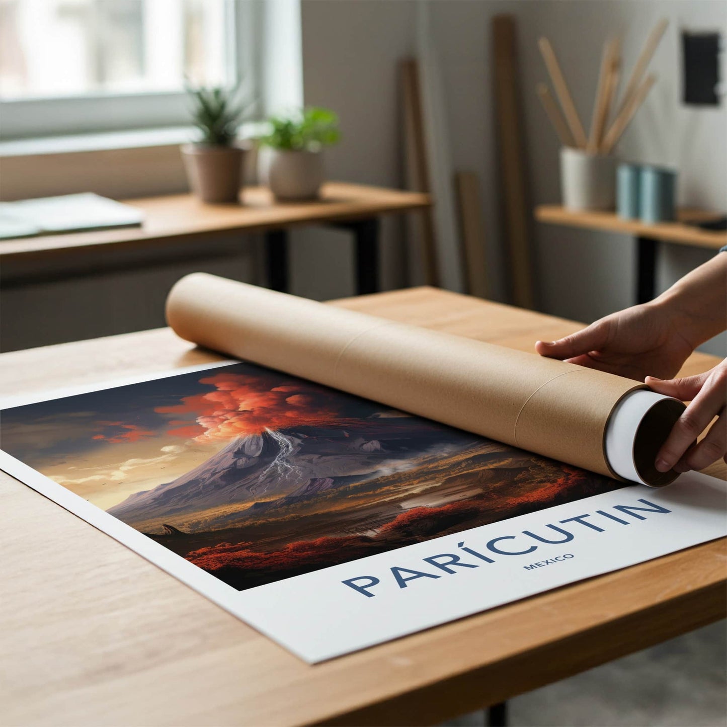 Paricutin Poster - Mexico Travel Art - Fiery Volcanic Eruption Home Decor