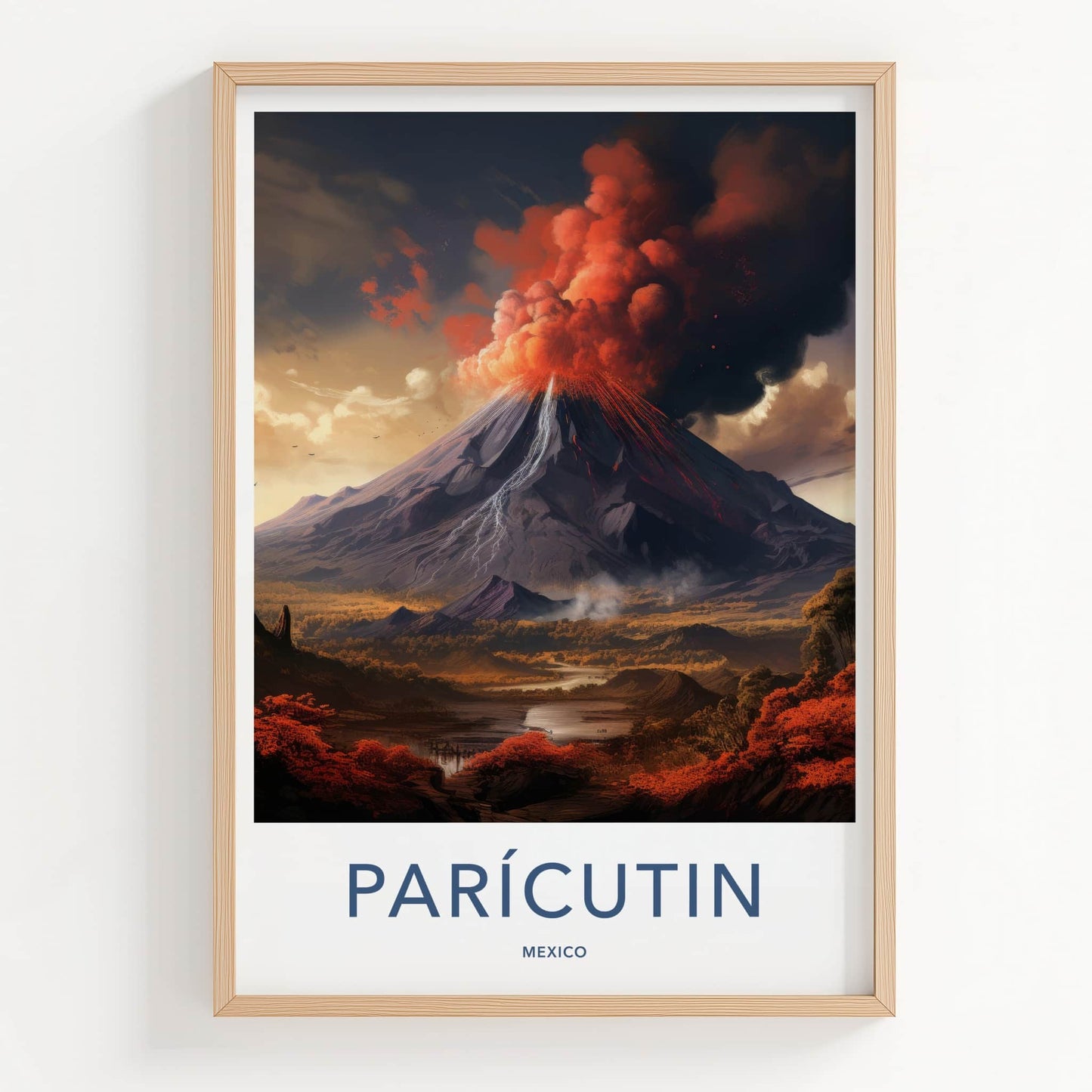 Paricutin Poster - Mexico Travel Art - Fiery Volcanic Eruption Home Decor
