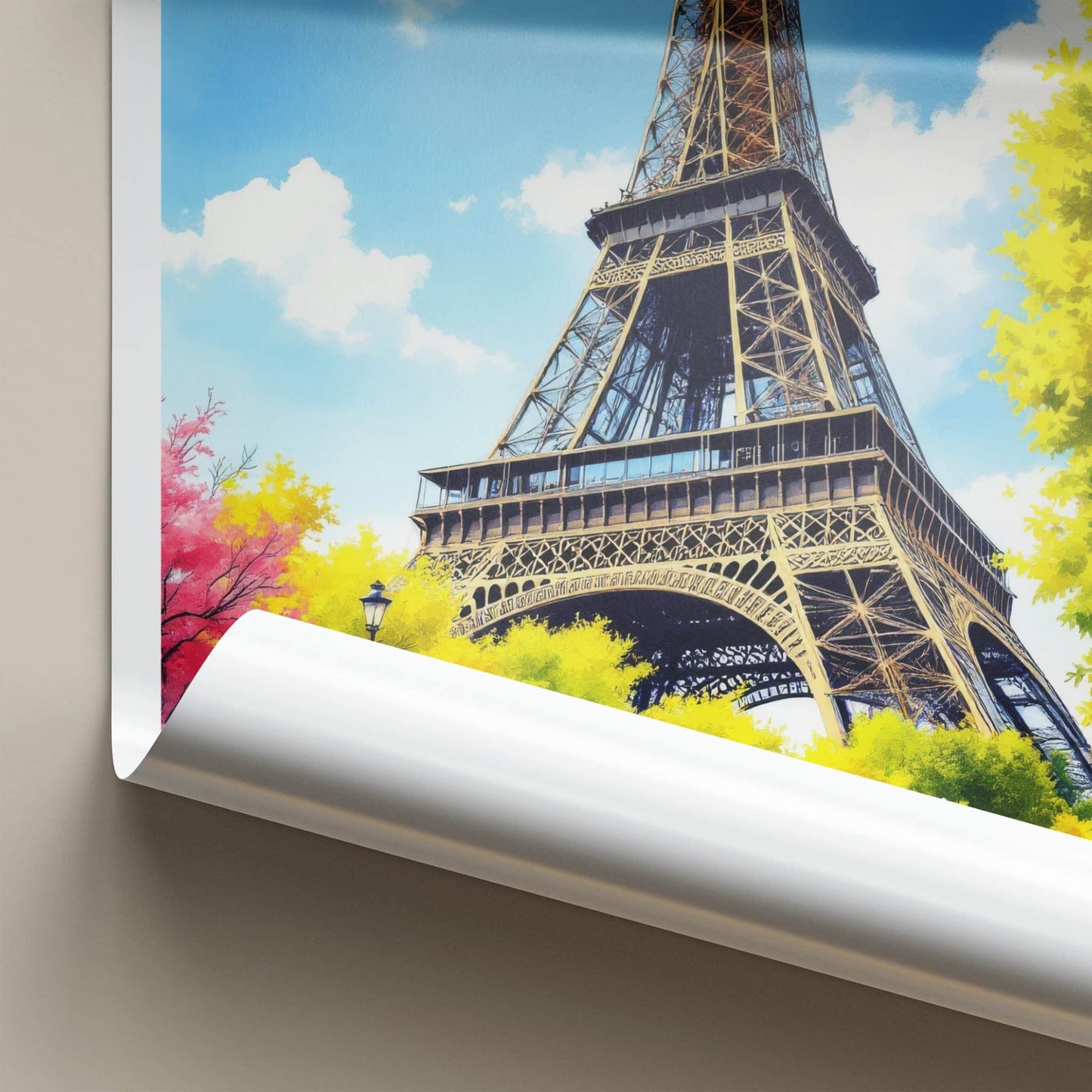 Paris Poster - France Art Print - Eiffel Tower Street Scene Home Decor