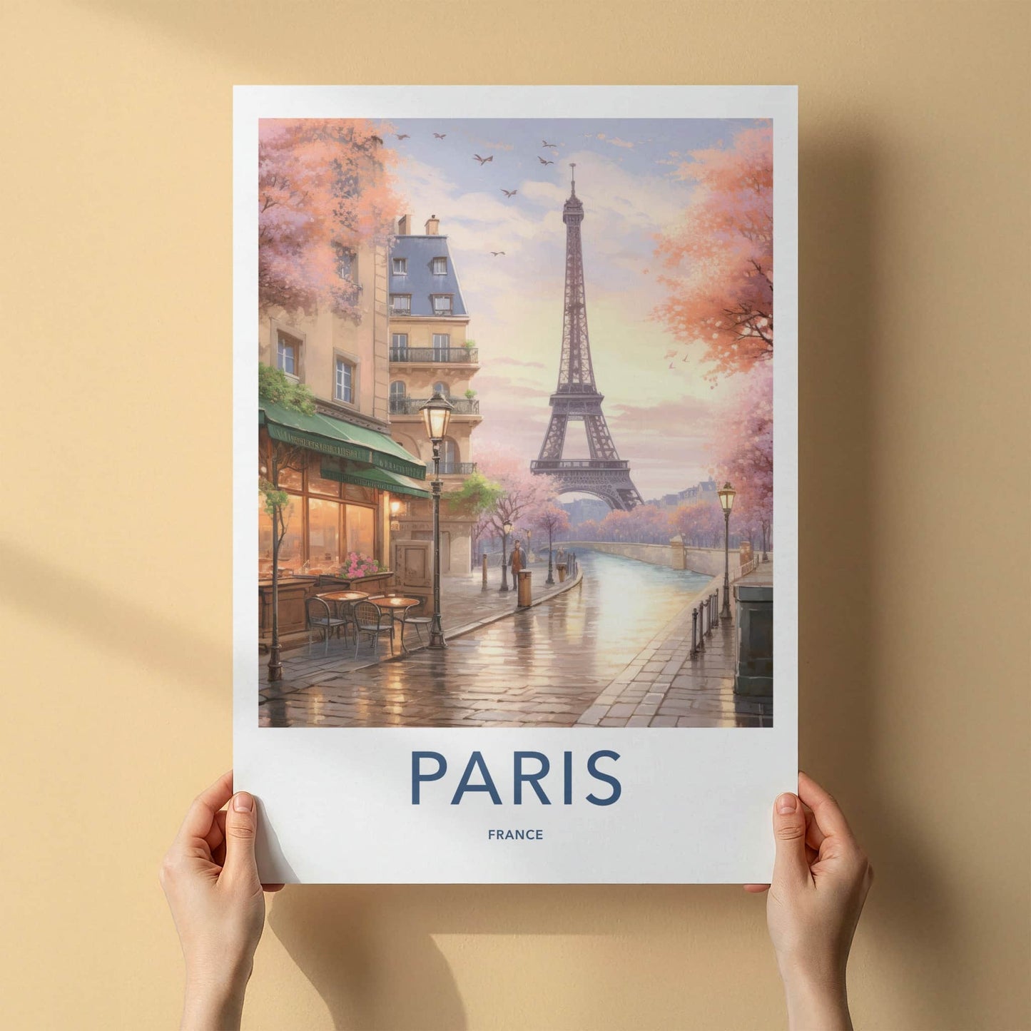 Paris Poster - France Framed Print - Blooming Trees Cafe Lounge Decor