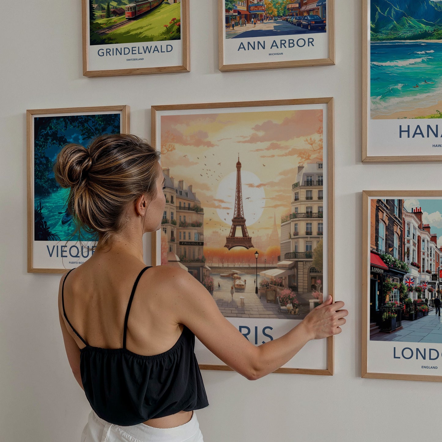 Paris Poster - France Framed Print - Eiffel Tower Sunset Lounge Decor