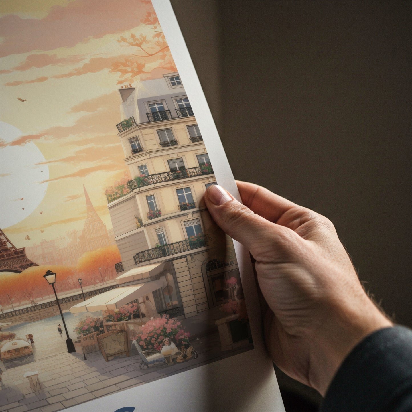 Paris Poster - France Framed Print - Eiffel Tower Sunset Lounge Decor