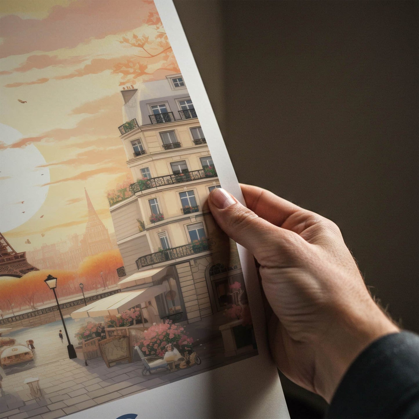 Paris Poster - France Framed Print - Eiffel Tower Sunset Lounge Decor