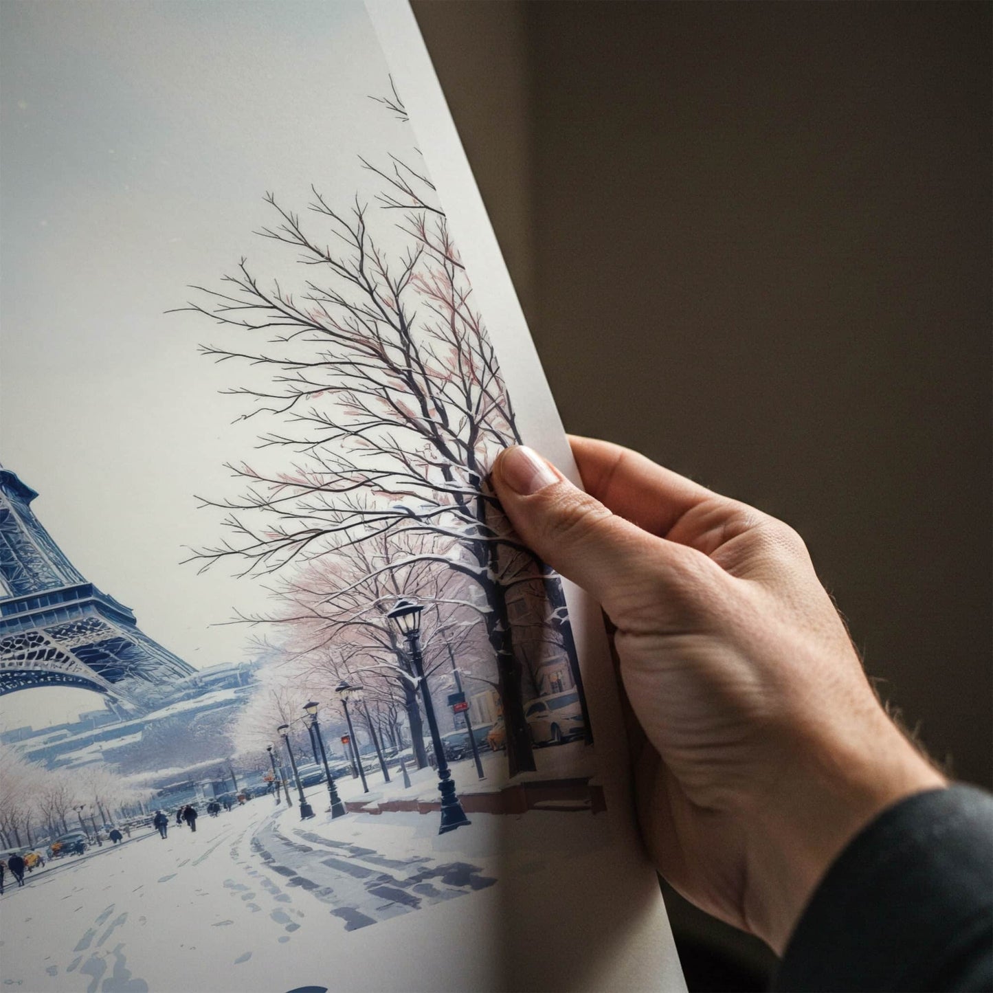 Paris Poster - France Framed Print - Snowy Eiffel Tower Gallery Art