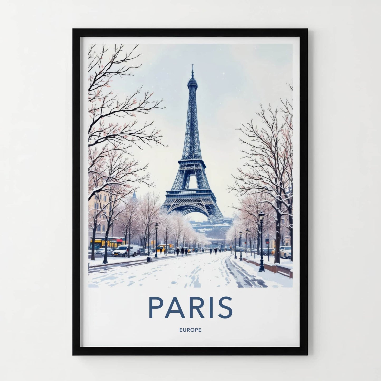Paris Poster - France Framed Print - Snowy Eiffel Tower Gallery Art