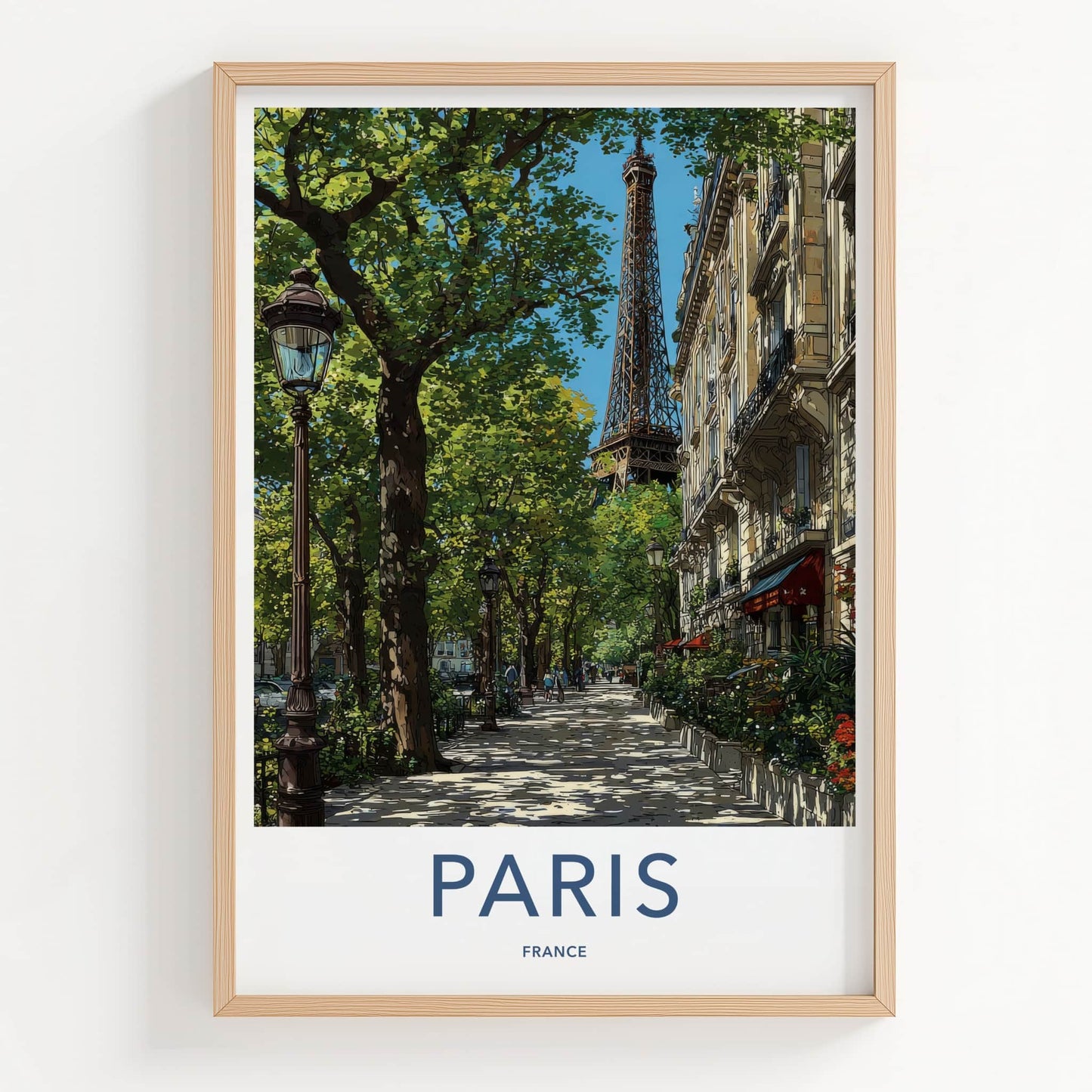 Paris Poster - France Travel Art - Eiffel Tower Pathway Home Decor