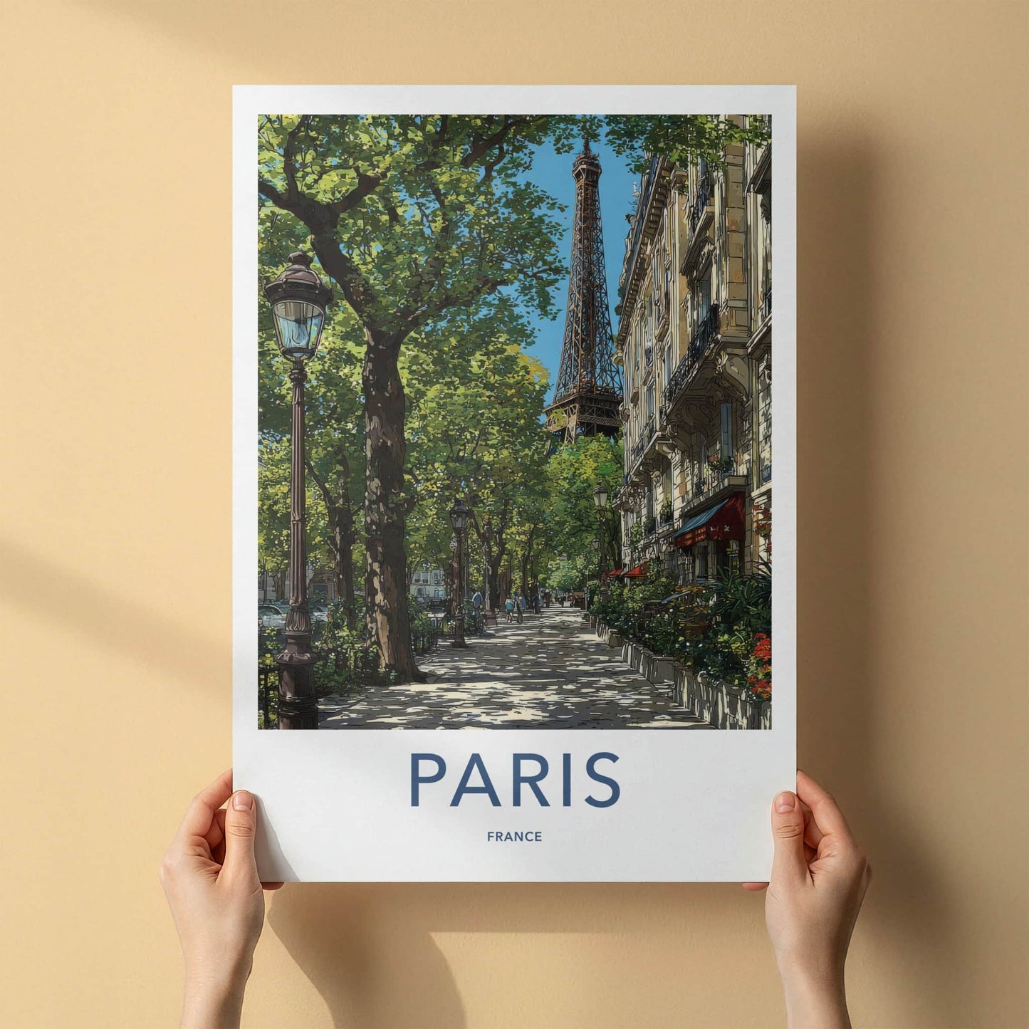 Paris Poster - France Travel Art - Eiffel Tower Pathway Home Decor