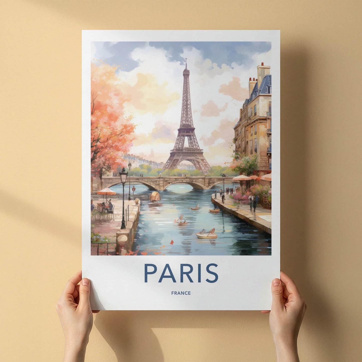 Paris Poster - France Travel Art - Eiffel Tower Seine Home Decor