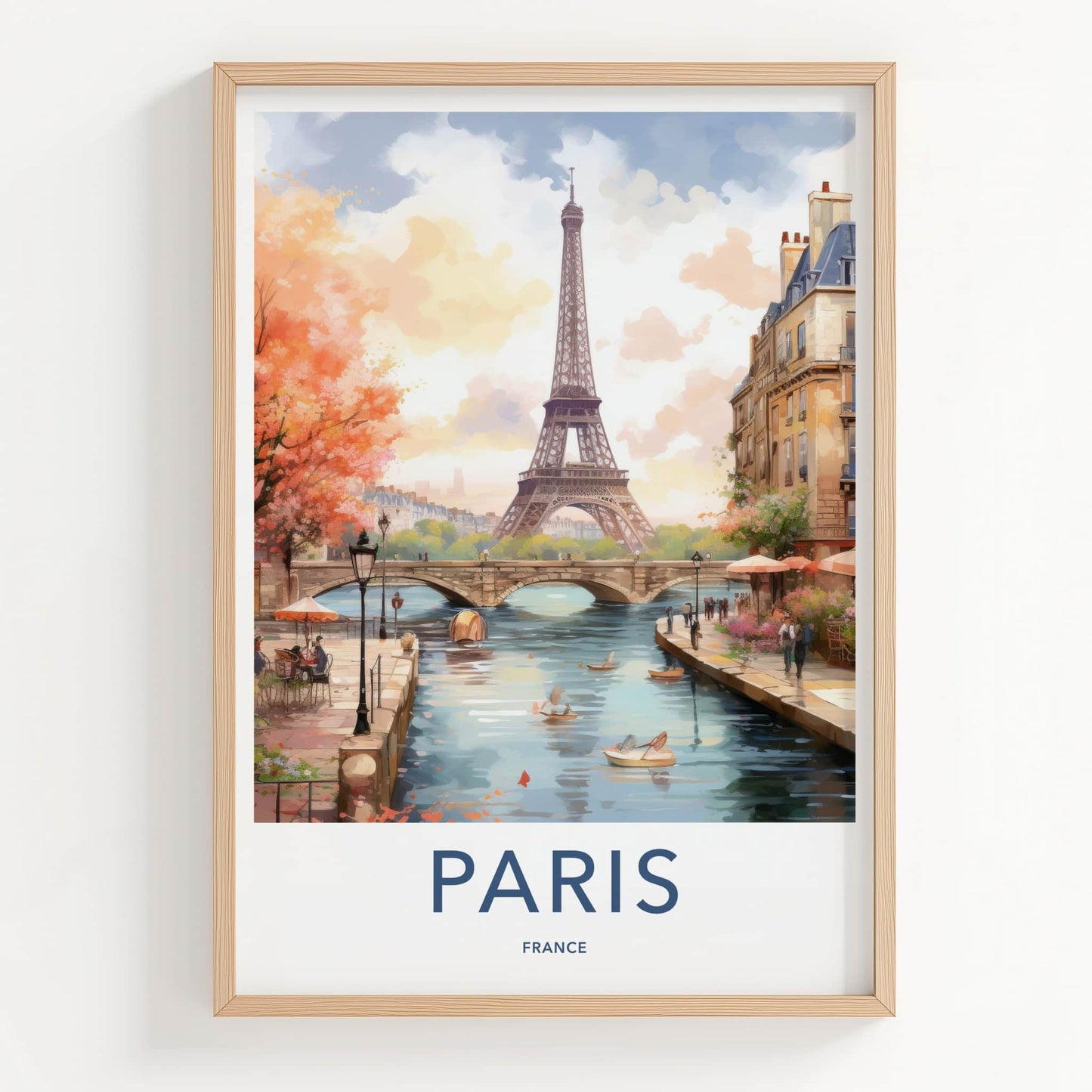 Paris Poster - France Travel Art - Eiffel Tower Seine Home Decor