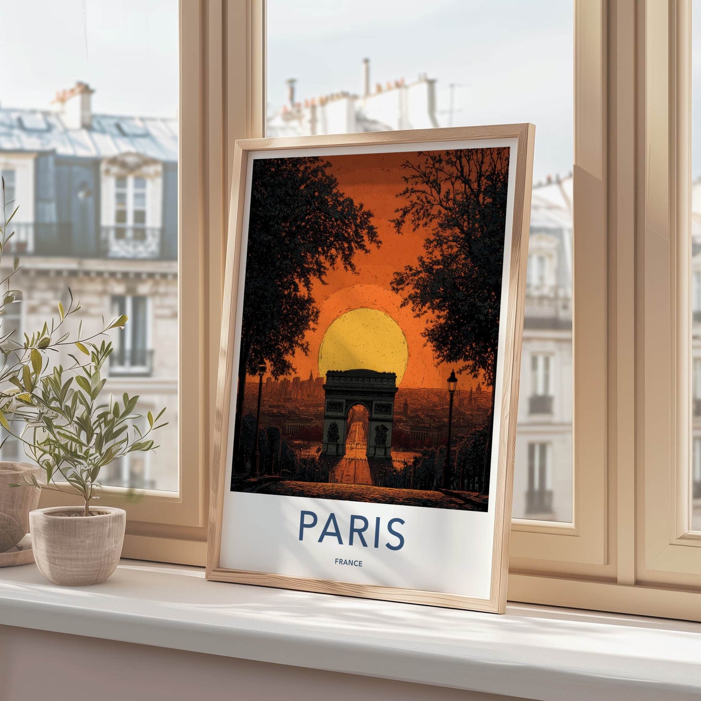 Paris Poster - France Travel Art - Grand Arch Sunset Home Decor