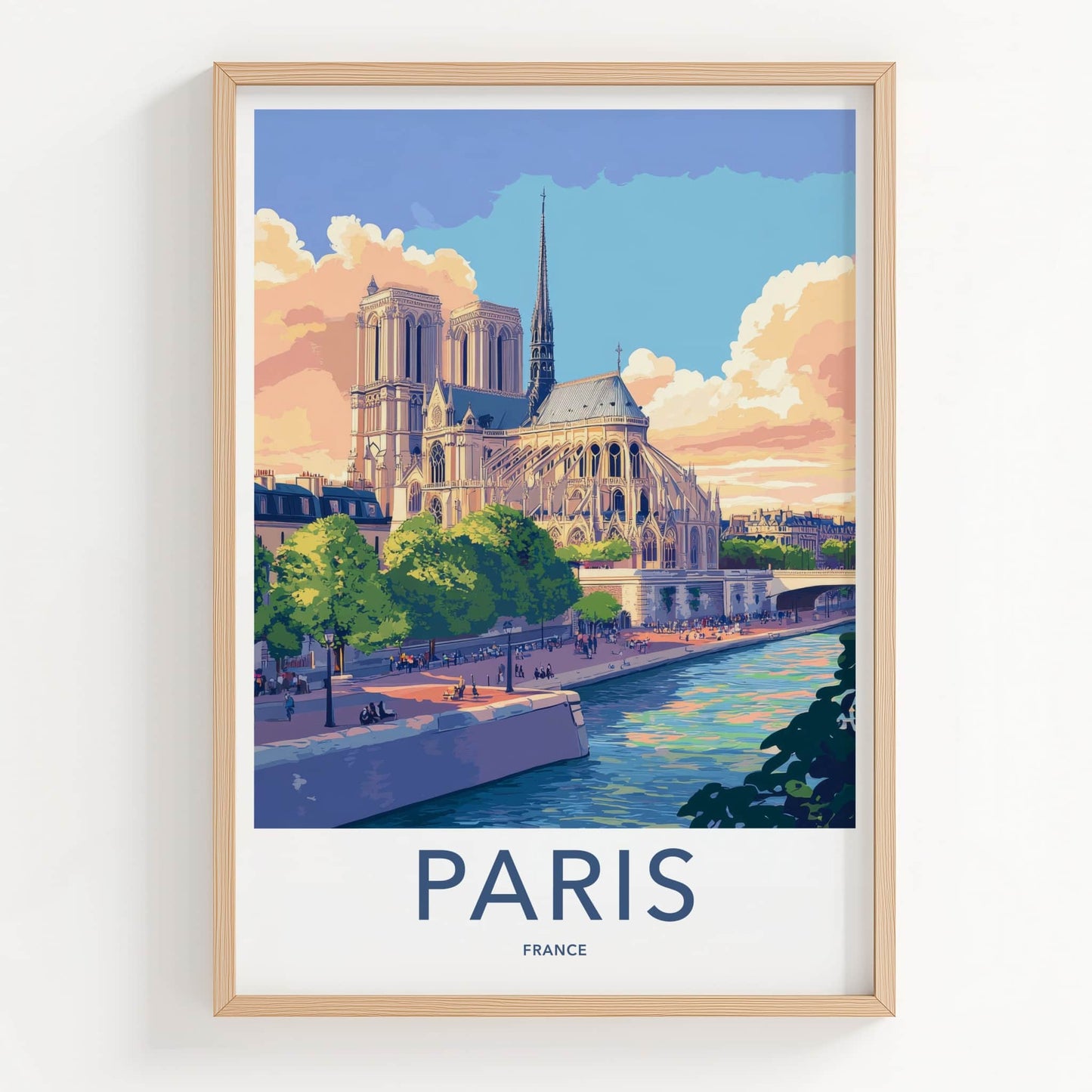 Paris Poster - France Travel Art - Riverside Cathedral View Home Decor