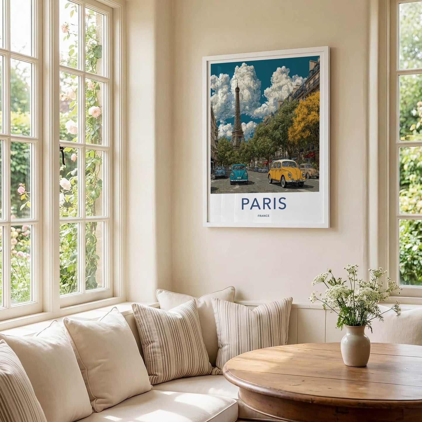 Paris Poster - France Travel Art - Vintage Cars Street Gallery Art