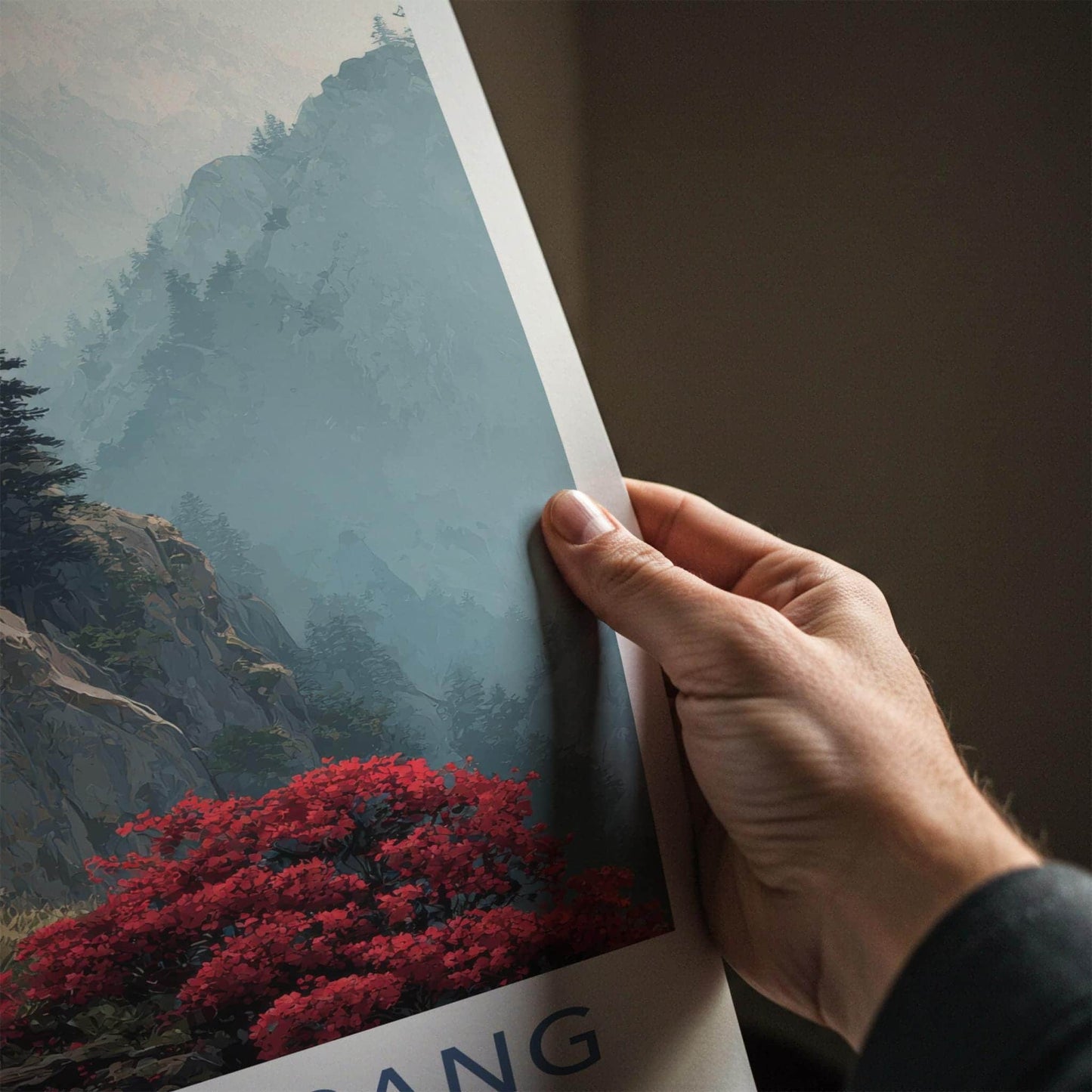 Paro Taktsang Poster - Bhutan Travel Art - Flowering Cliff Monastery Home Decor