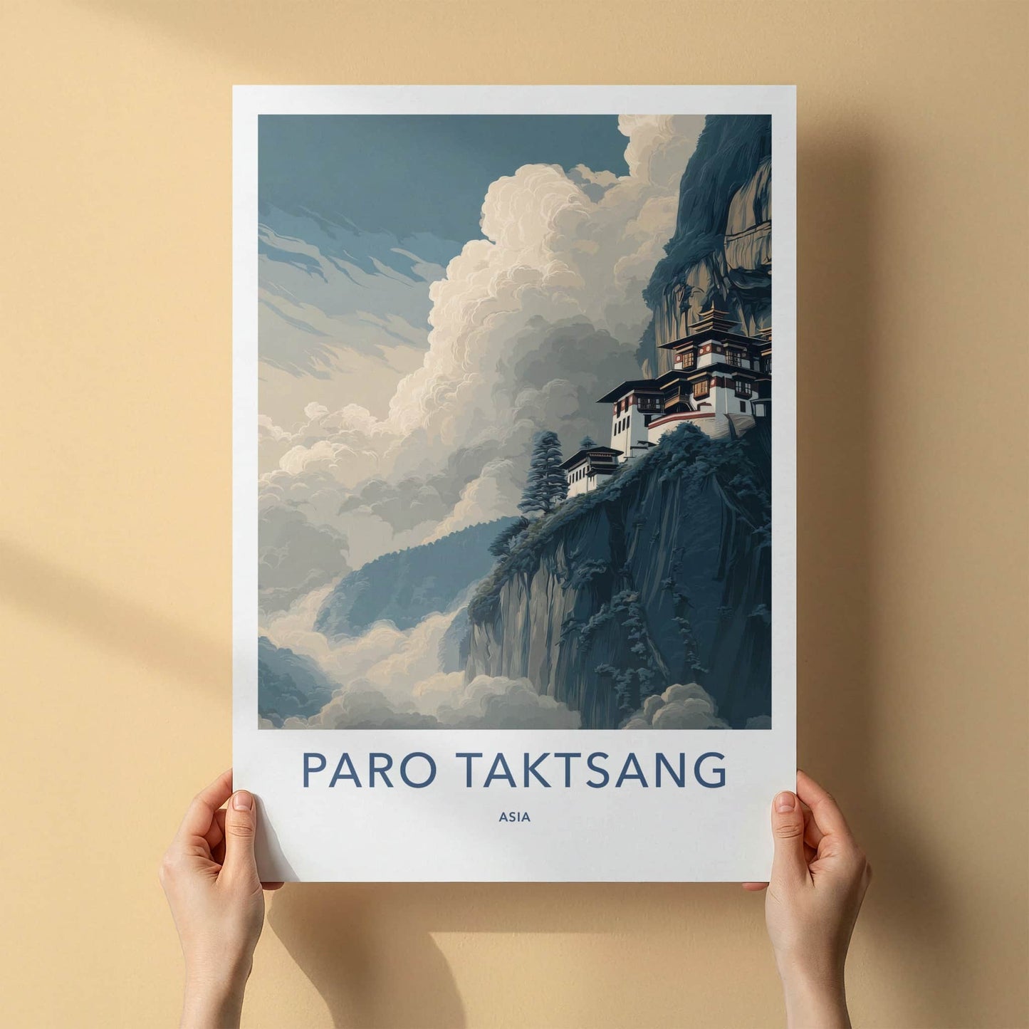 Paro Taktsang Poster - Bhutan Travel Print Cliffside Monastery Gift