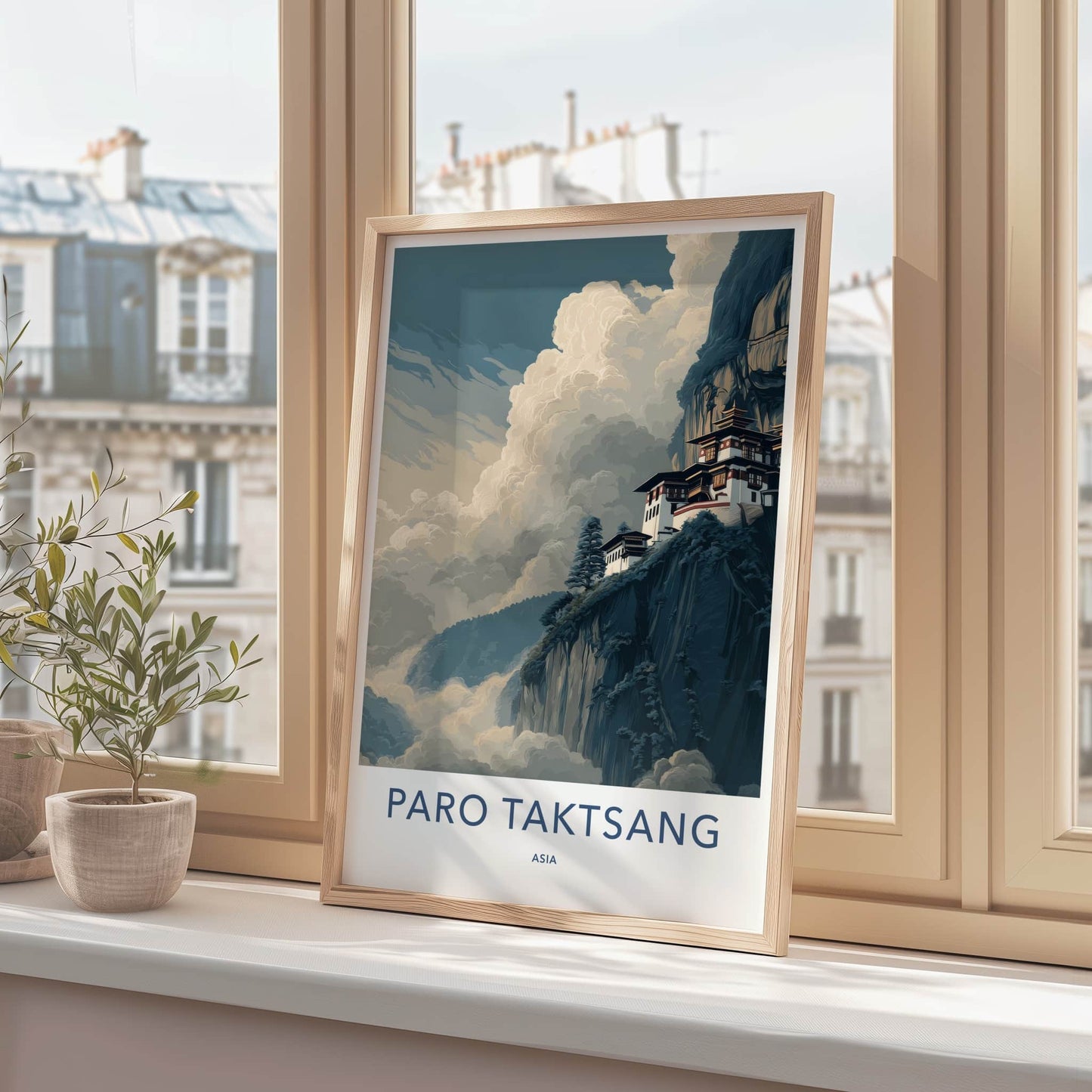 Paro Taktsang Poster - Bhutan Travel Print Cliffside Monastery Gift