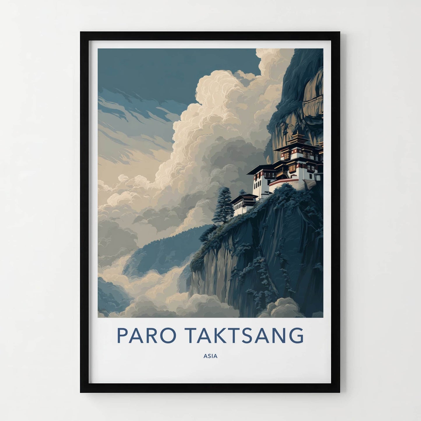Paro Taktsang Poster - Bhutan Travel Print Cliffside Monastery Gift
