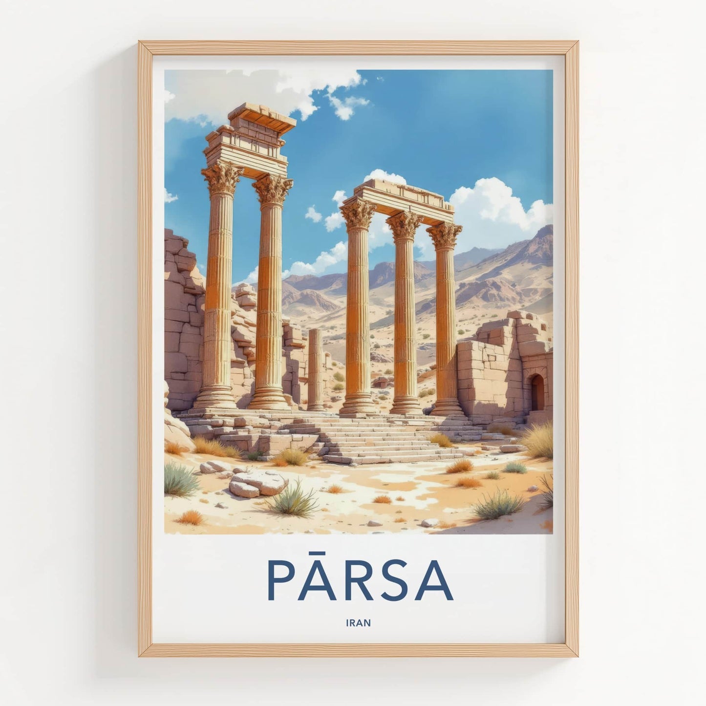 Parsa Poster - Iran Framed Print - Ancient Desert Columns Framed Decor