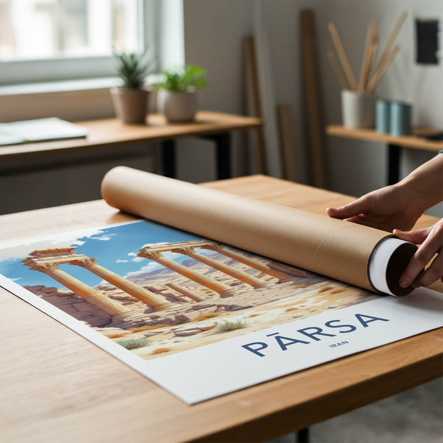 Parsa Poster - Iran Framed Print - Ancient Desert Columns Framed Decor