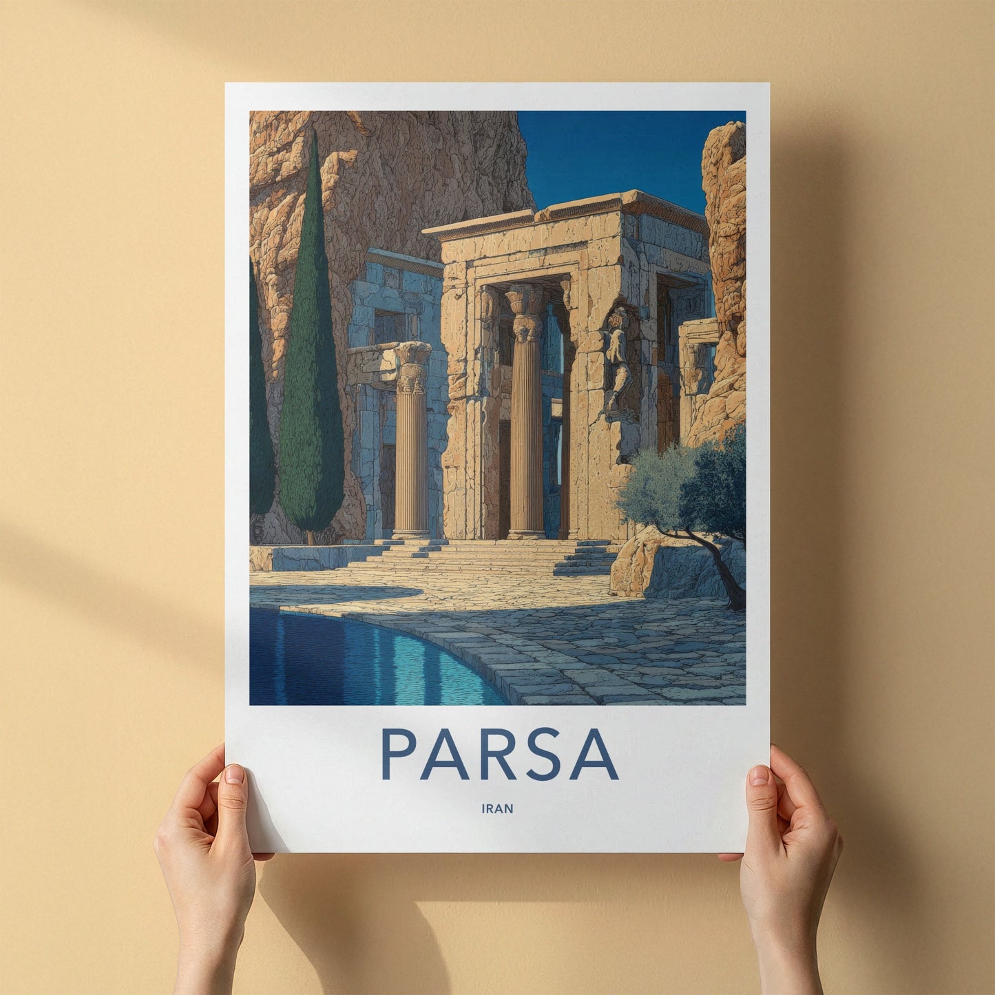 Parsa Poster - Iran Travel Art - Ancient Columns Ruined Home Decor