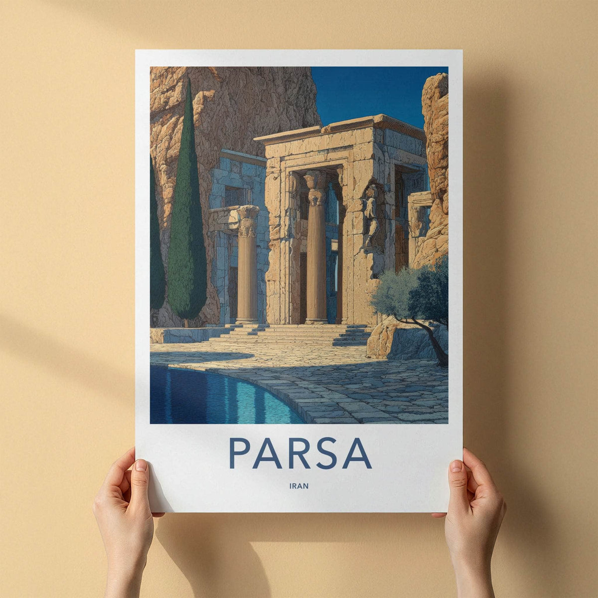 Parsa Poster - Iran Travel Art - Ancient Columns Ruined Home Decor