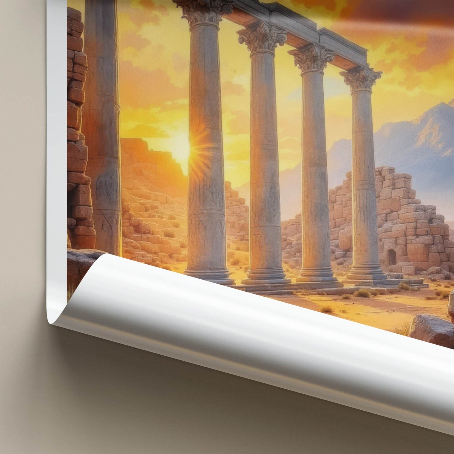 Parsa Poster - Iran Travel Art - Desert Temple Sunset Home Decor