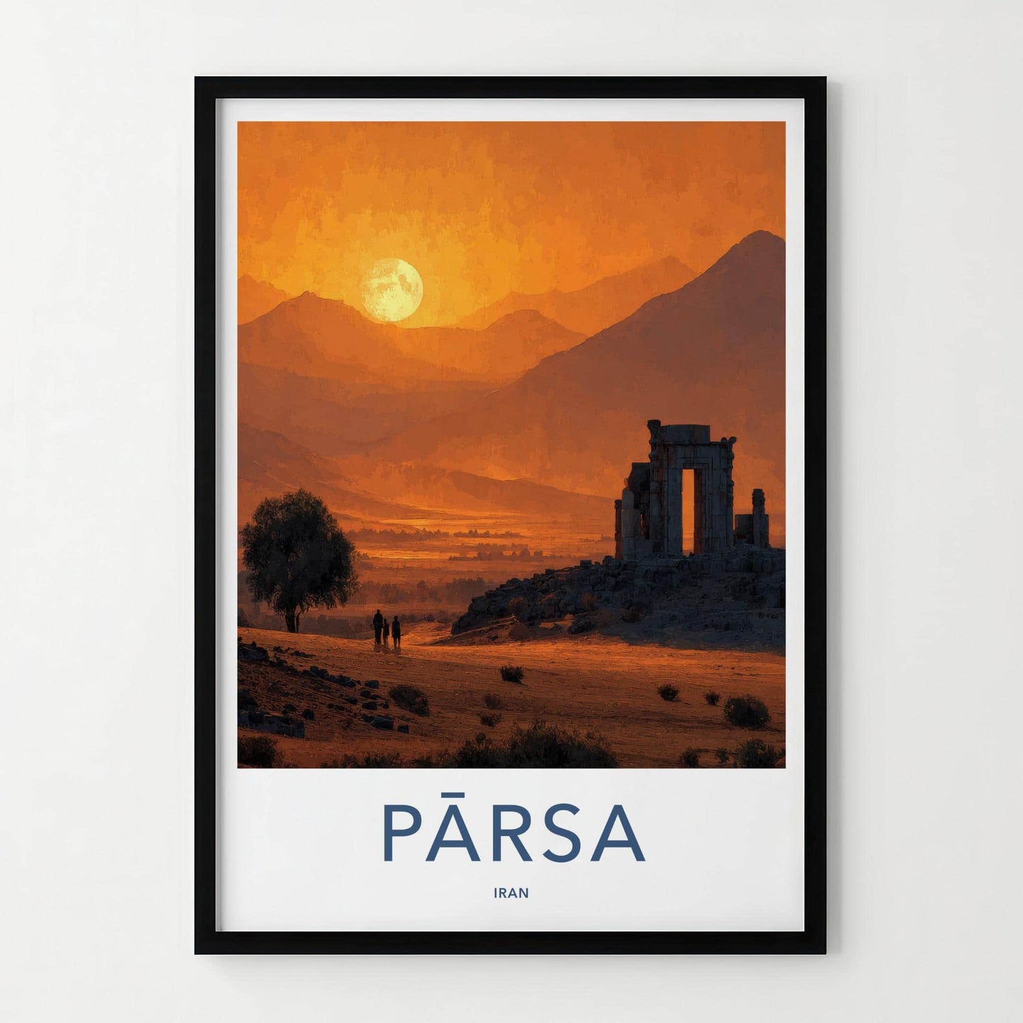 Parsa Poster - Iran Travel Art - Sunset Mountain Ruins Home Decor