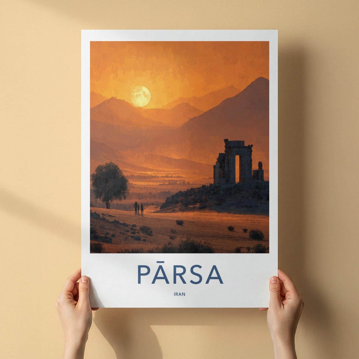 Parsa Poster - Iran Travel Art - Sunset Mountain Ruins Home Decor