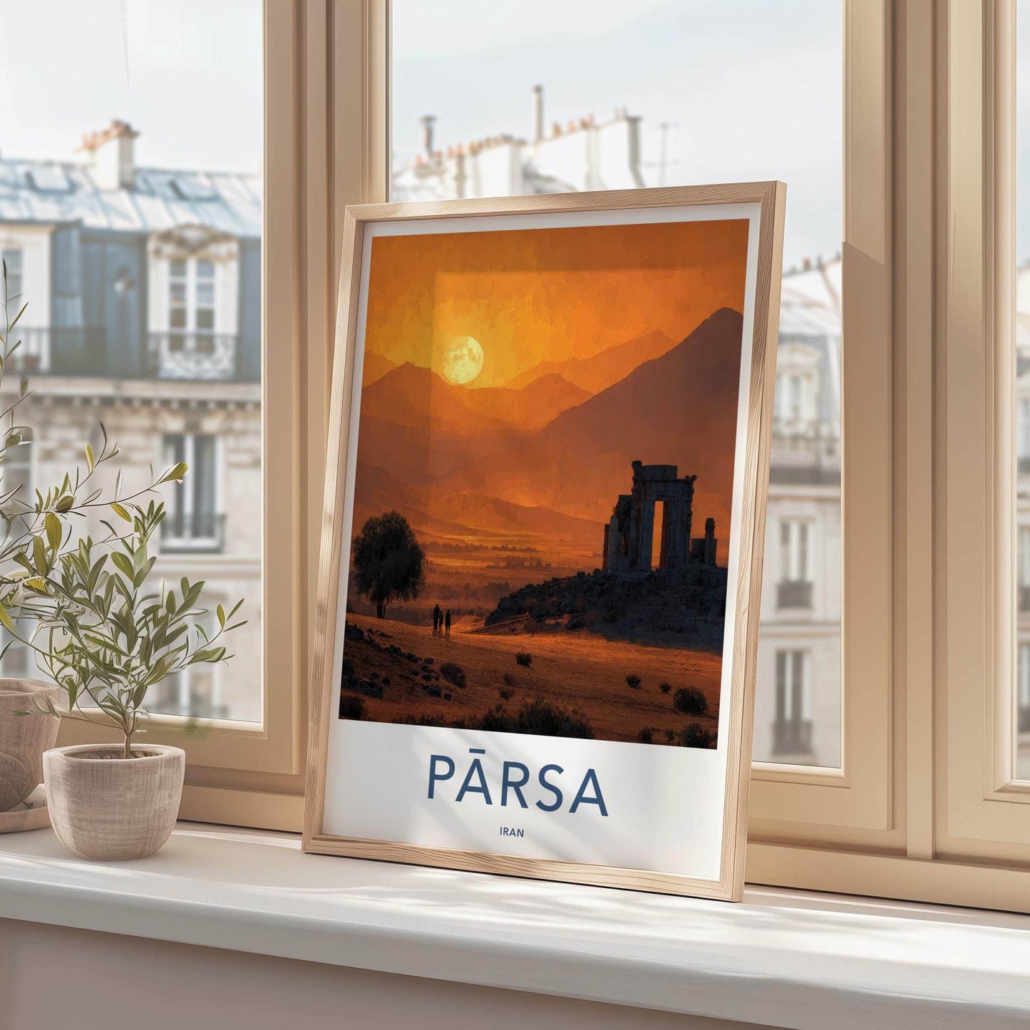Parsa Poster - Iran Travel Art - Sunset Mountain Ruins Home Decor