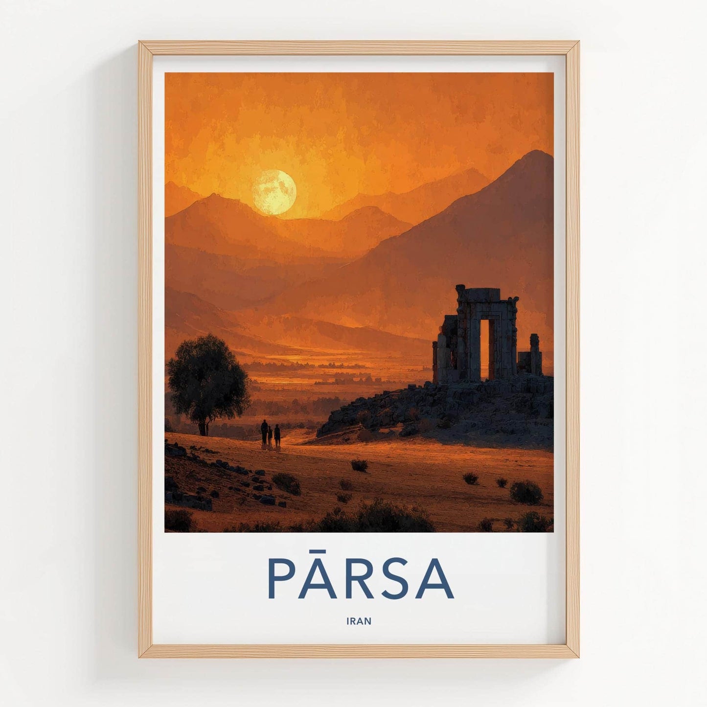 Parsa Poster - Iran Travel Art - Sunset Mountain Ruins Home Decor
