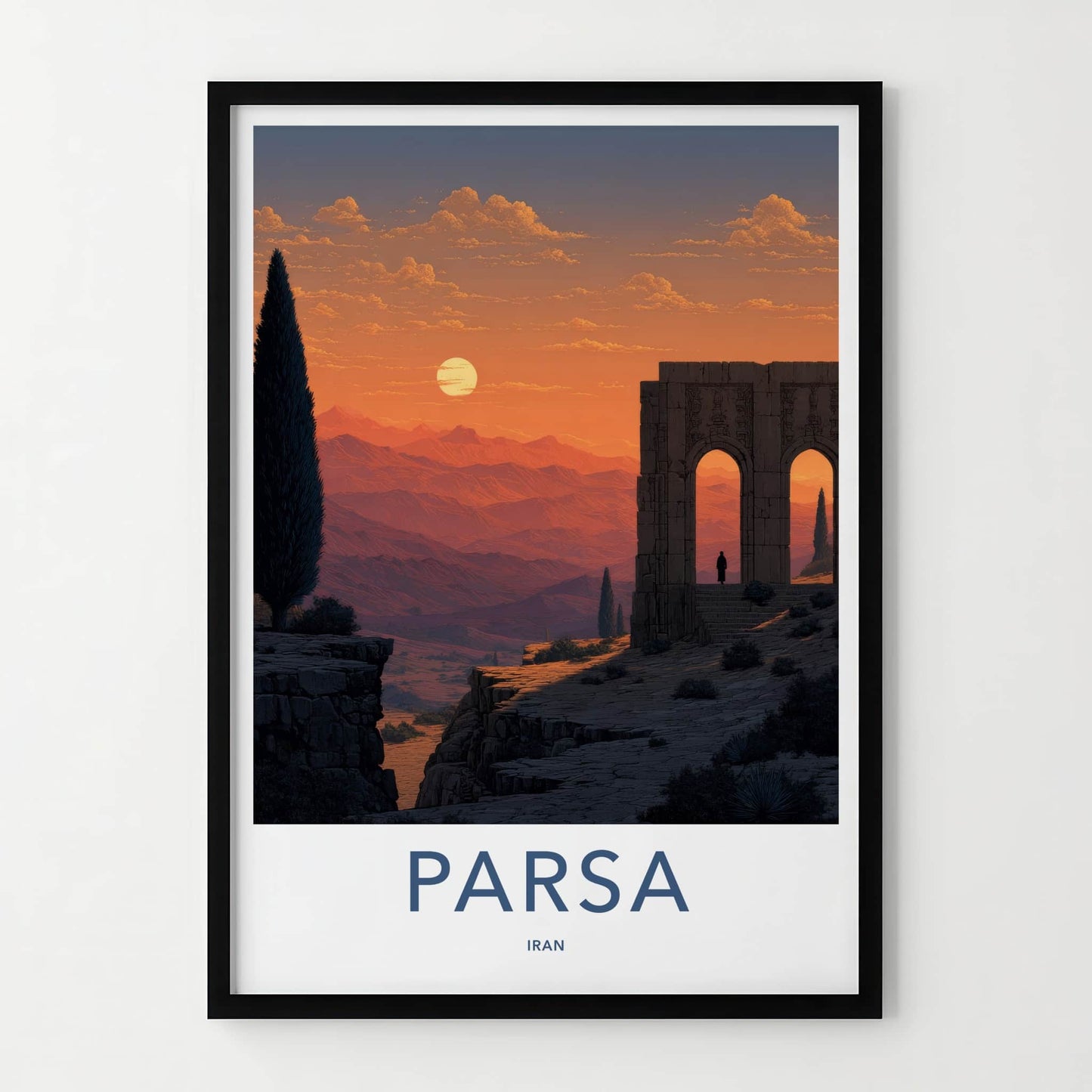 Parsa Poster - Iran Wall Art - Ancient Archways Sunset Home Decor