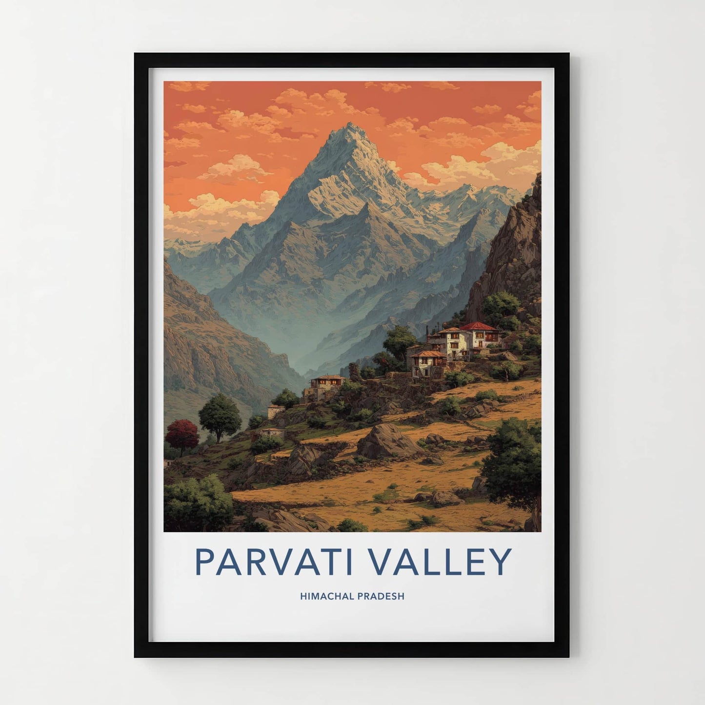 Parvati Valley Poster - India Himachal Pradesh Mountain Village Fine Art