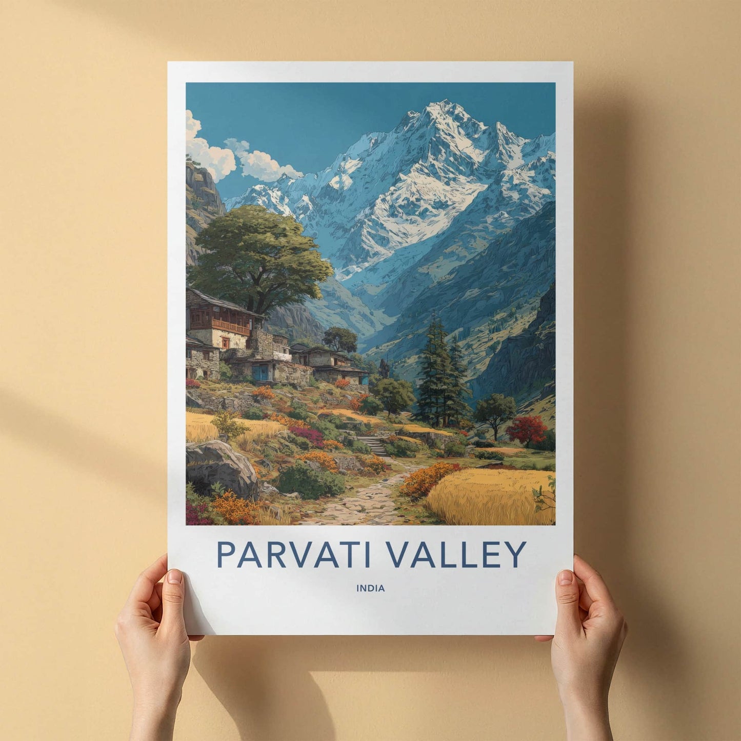 Parvati Valley Poster - India Himachal Pradesh Mountain Village Fine Art Home Decor